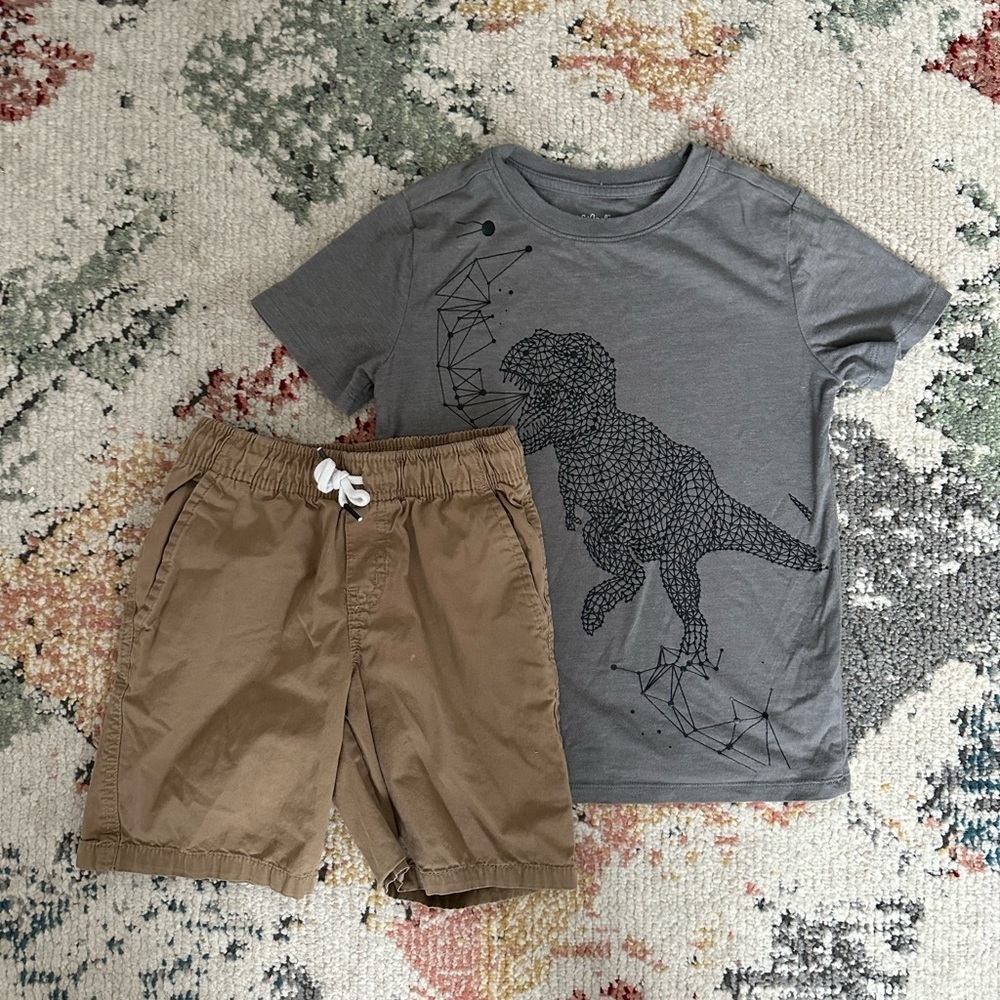 Cat & Jack Boys Cargo Shorts & Dinosaur T Shirt